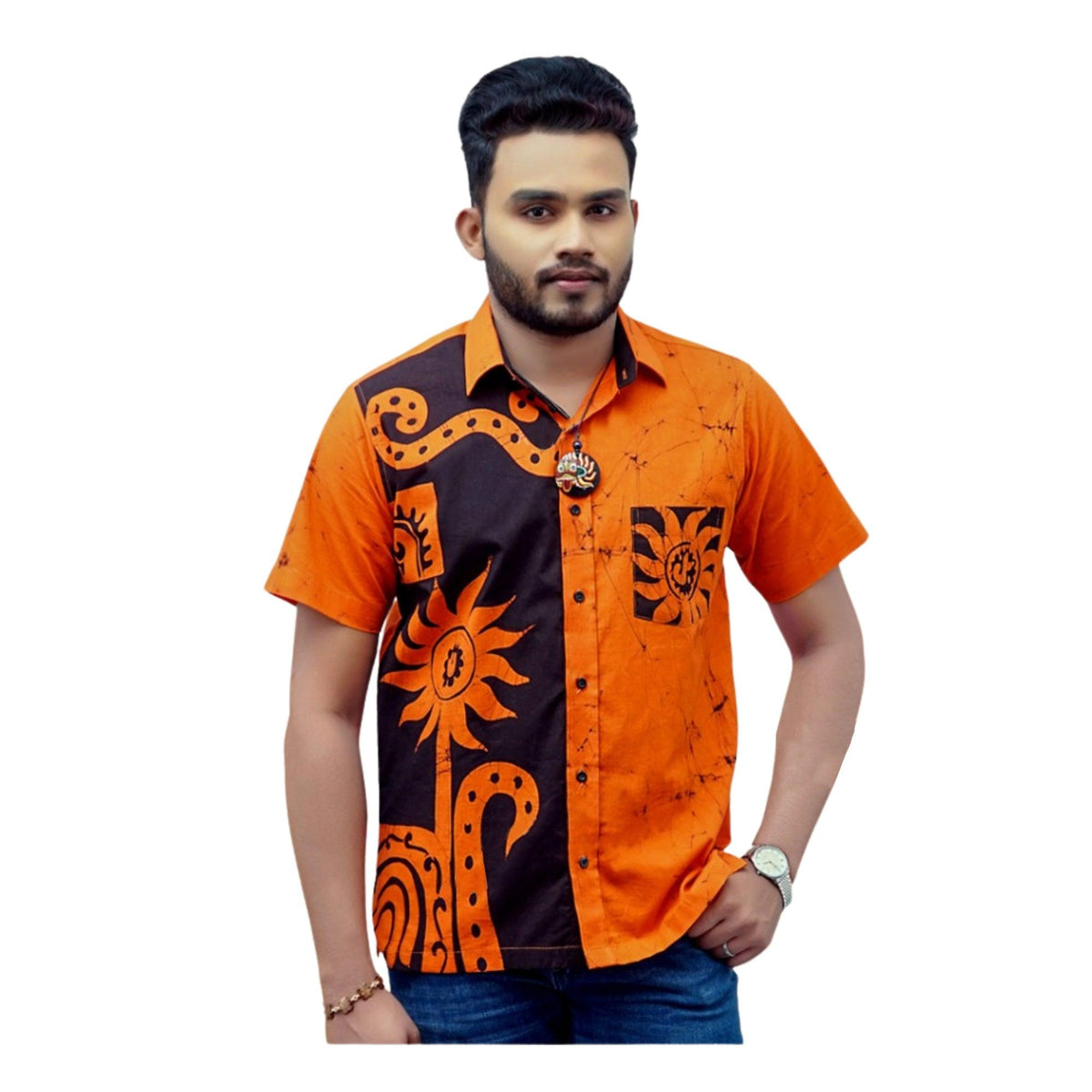 Traditional Sri Lankan Batik Shirt – Men's Short Sleeve